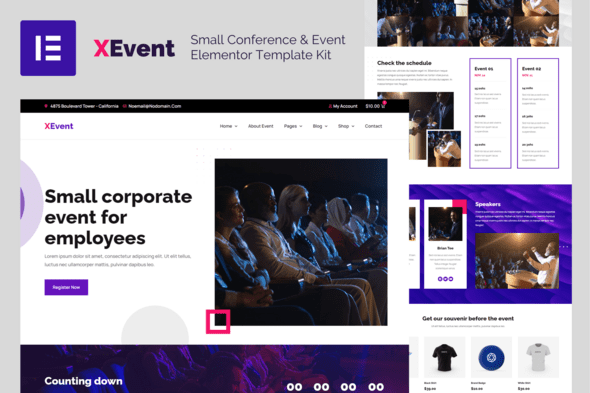 XEvent – Small Conference & Event Elementor Pro Template Kit