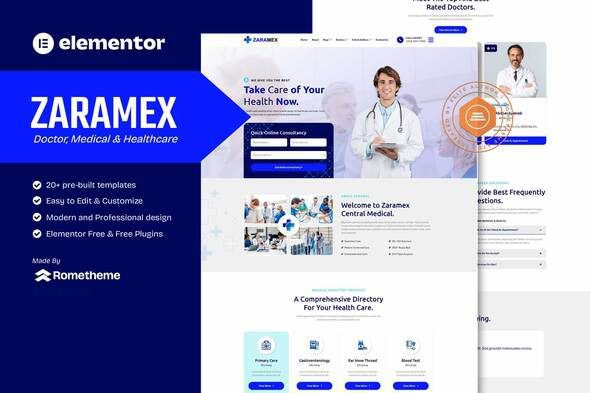 Zaramex – Doctor, Medical & Healthcare Elementor Template Kit