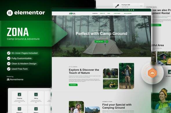 Zona – Camp Ground & Adventure Elementor Template Kit
