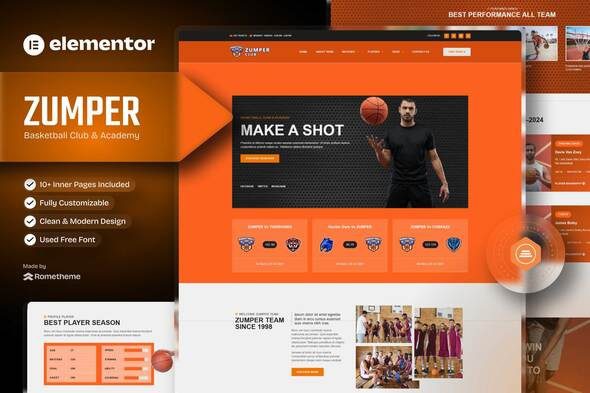 Zumper – Basketball Club & Academy Elementor Template Kit