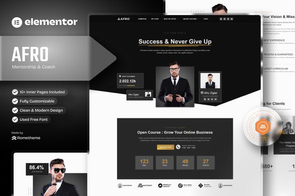 AFRO – Mentorship & Coaching Online Elementor Template Kit
