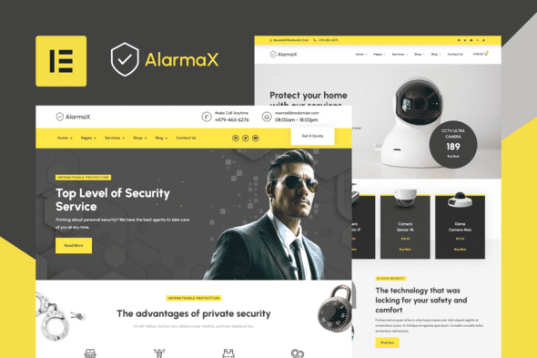 Alarmax – Security Services & Alarm Installation Elementor Pro Template Kit