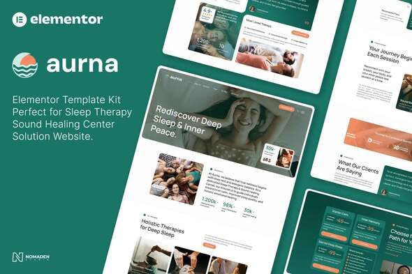 Aurna – Sleep Therapy & Sound Healing Center Elementor Template Kits
