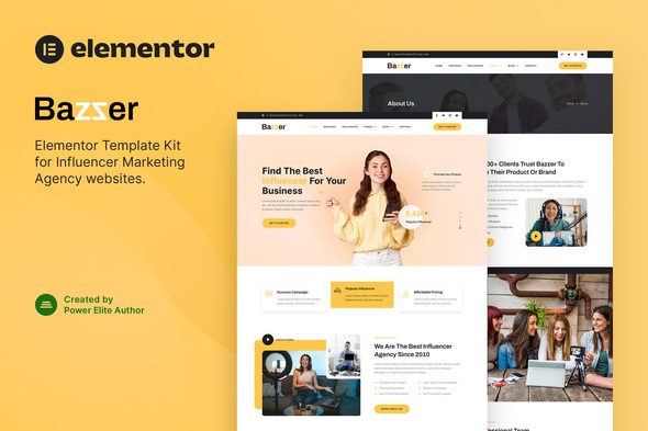 Bazzer – Influencer Marketing Agency Elementor Template Kit