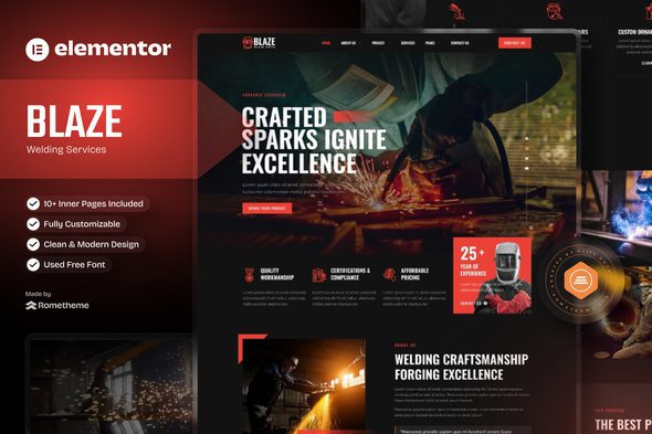 Blaze – Welding Services Elementor Template Kit