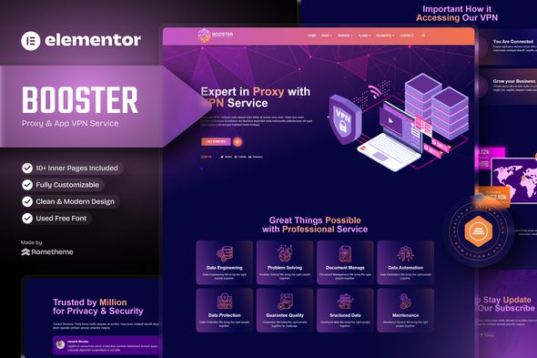 Booster – Proxy & App VPN Service Elementor Template Kit