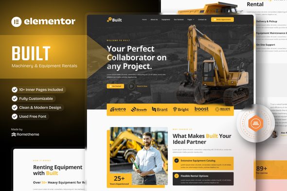 Built – Machinery & Equipment Rentals Elementor Pro Template Kit