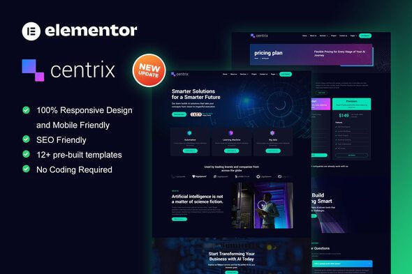 Centrix – Artificial Intelligence & Technology Services Elementor Template Kit