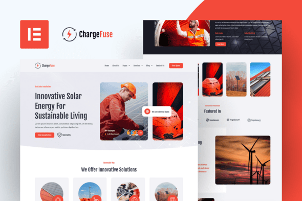 ChargeFuse – Solar Panel Installation & Maintenance Elementor Pro Template Kit