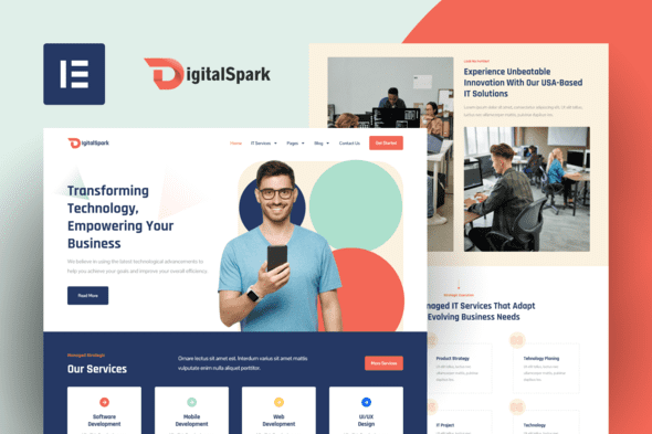 DigitalSpark – IT Services Elementor Pro Template Kit