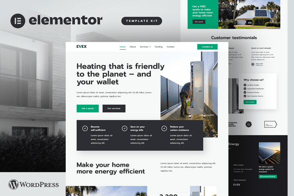 Evex – Heat Pumps & Renewable Energy Elementor Template Kit