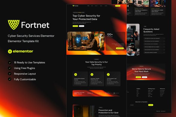Fortnet – Cyber Security Services Elementor Template Kit
