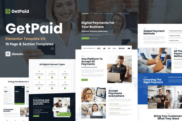 GetPaid – Payment Gateway & Fintech Service WordPress Elementor Template Kit