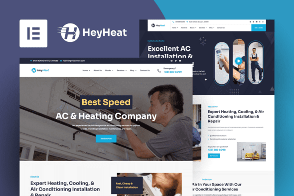 HeyHeat – Air Conditioning Services Elementor Pro Template Kit
