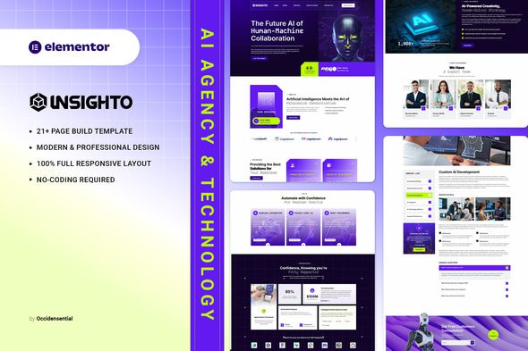 Insighto – AI Agency & Technology Elementor Template Kit