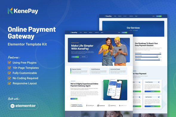 Kenepay – Online Payment Gateway Elementor Template Kit