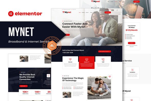 Mynet – Broadband & Internet Service Provider Elementor Template Kit
