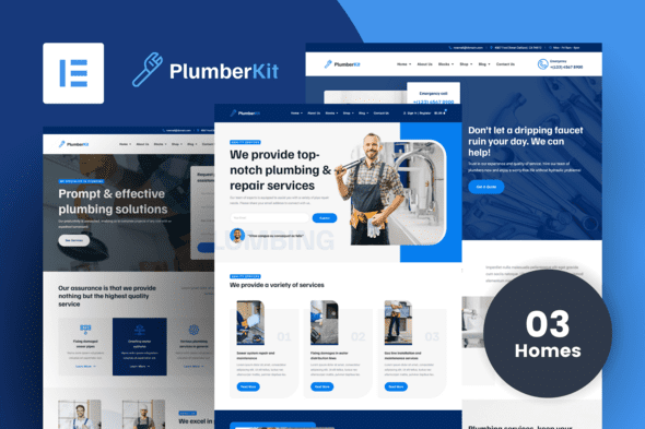 PlumberKit – Plumbing Services Elementor Pro Template Kit