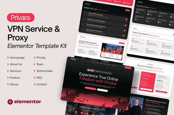 Privara – VPN Service & Proxy Elementor Template Kit