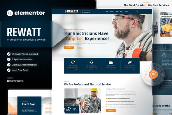 Rewatt – Professional Electrical Services Elementor Template Kit