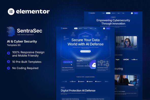 SentraSec – AI & Cyber Security Elementor Template Kit