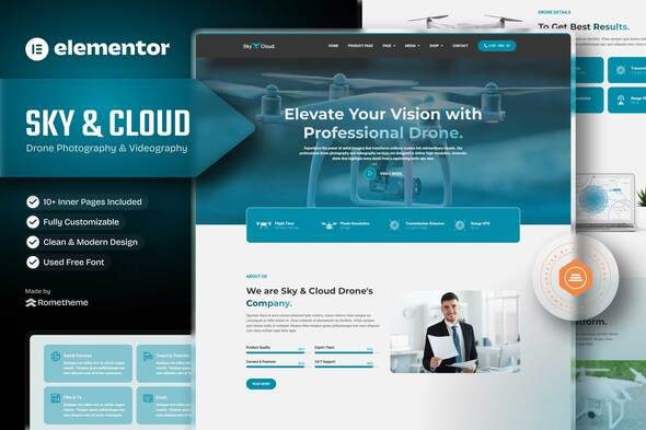 Sky&Cloud – Drone Aerial Photography & Videography Elementor Template Kit