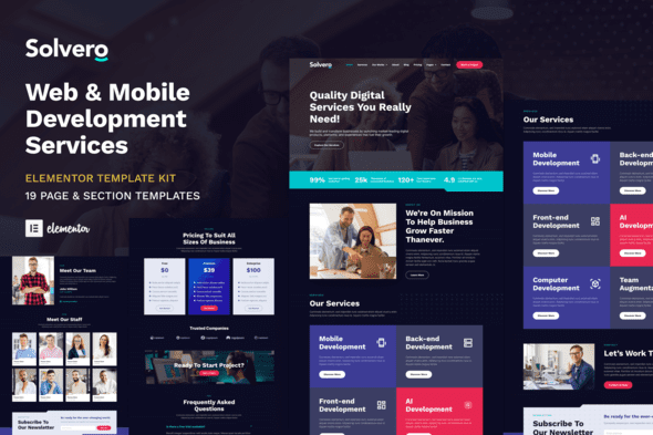 Solvero – Web & Mobile Development Service Elementor Template Kit