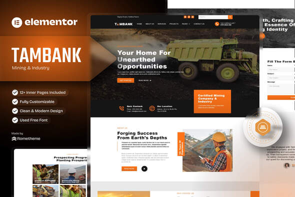 Tambank – Mining & Industry Elementor Pro Template Kit
