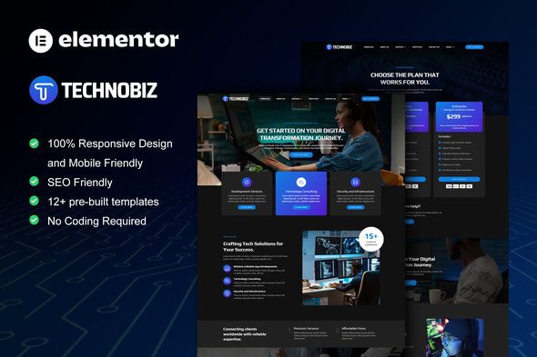 TechnoBiz – IT Solutions & Services Elementor Pro Template Kit