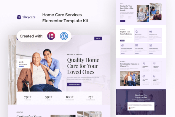 Theycare – Home Care Services Elementor Template Kit