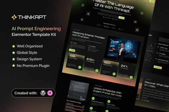 Thinkapt – AI Prompt Engineering Elementor Template Kit