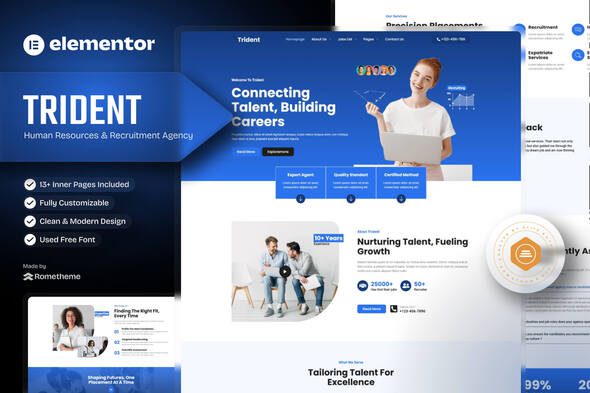 Trident – Human Resources & Recruitment Agency Elementor Template Kit