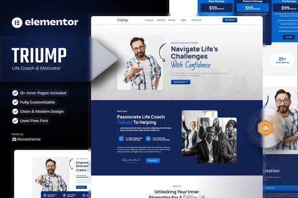 Triump – Life Coach & Motivator Elementor Template Kit