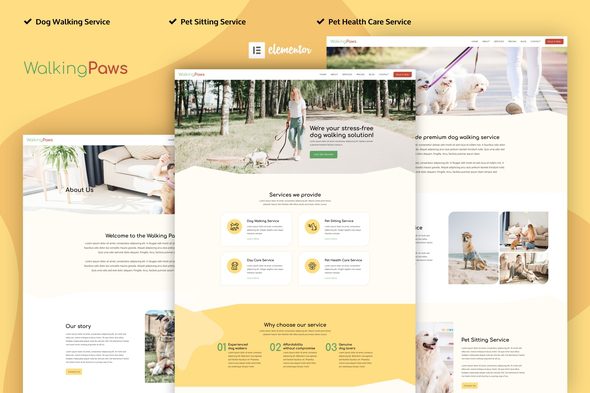 Walking Paws – Dog Walking & Pet Services Elementor Pro Template Kit