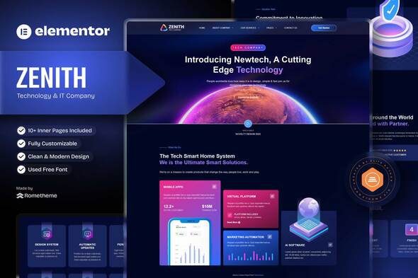Zenith – Technology & IT Company Elementor Template Kit
