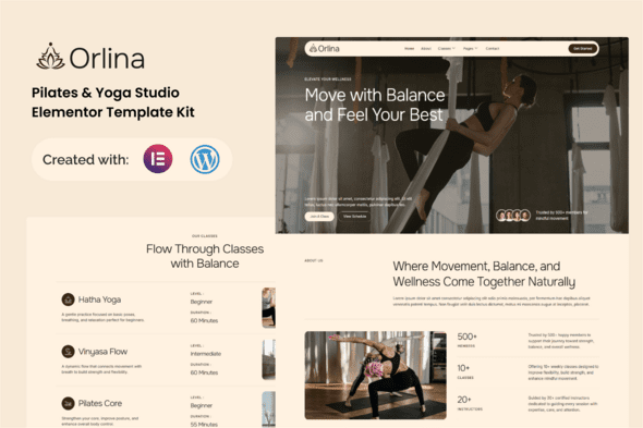 Orlina – Pilates & Yoga Studio Elementor Template Kit